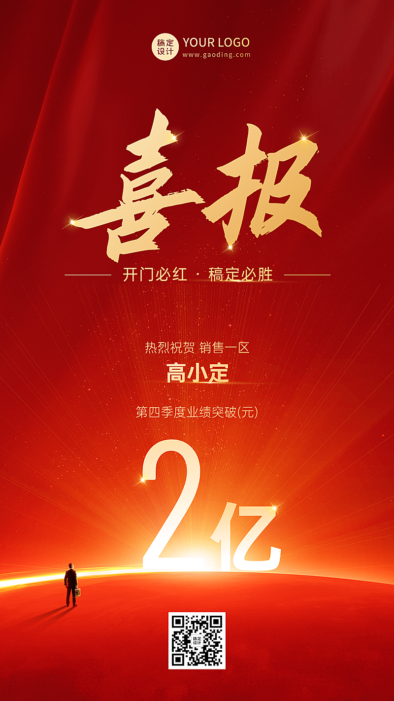 喜报贺报开门红排版手机海报