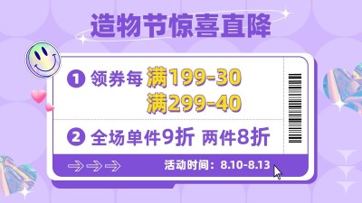 时尚镭射风造物节优惠券海报banner