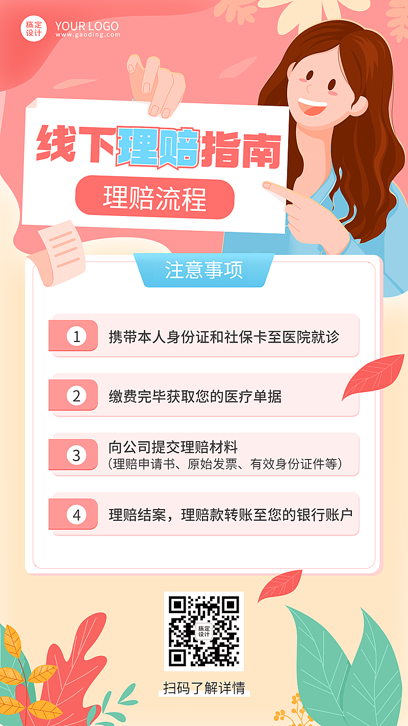 金融保险攻略指南清新竖版海报