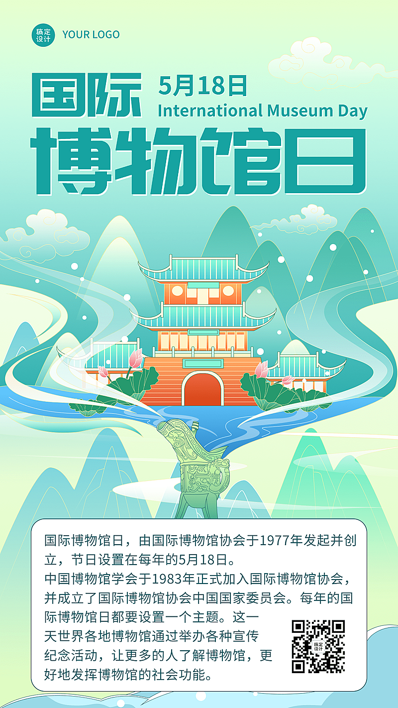 国际博物馆日节日科普手机海报