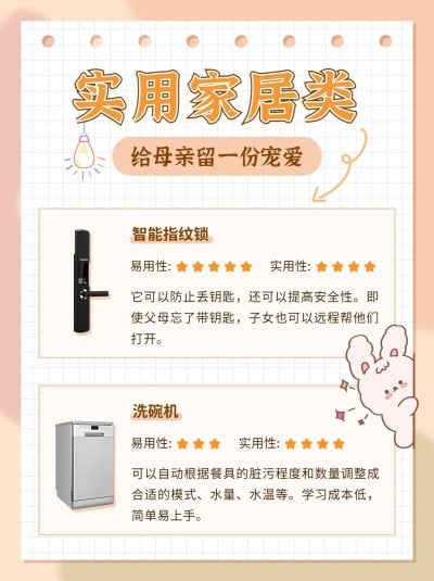 简约手绘母亲节家居礼物指南小红书封面配图