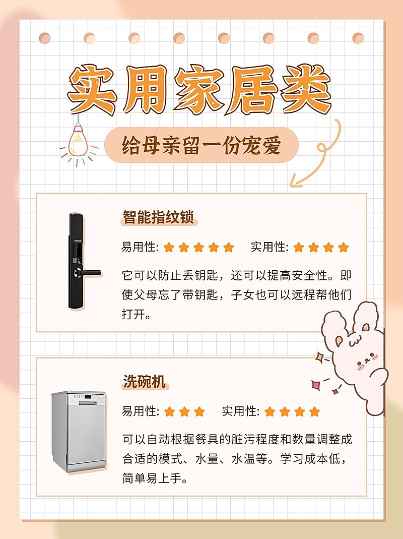 简约手绘母亲节家居礼物指南小红书封面配图