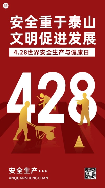 世界安全生产与健康日节日宣传排版手机海报