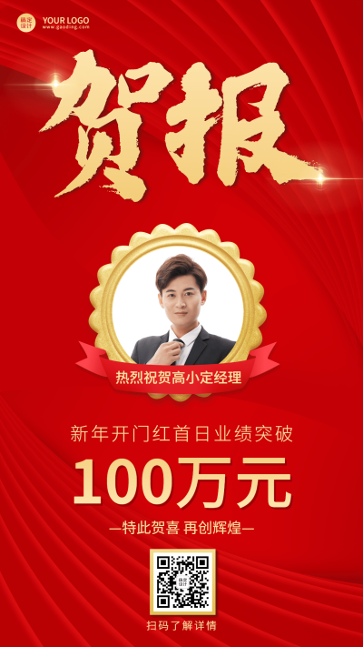金融保险春节人物表彰喜庆海报