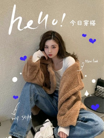 日常穿搭晒照涂鸦风plog模板