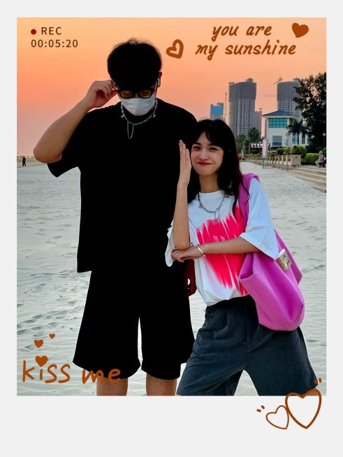 七夕情人节情侣晒照拍立得风plog模板预览效果