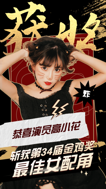 娱乐金鸡百花电影节粉丝应援喜庆手机海报预览效果