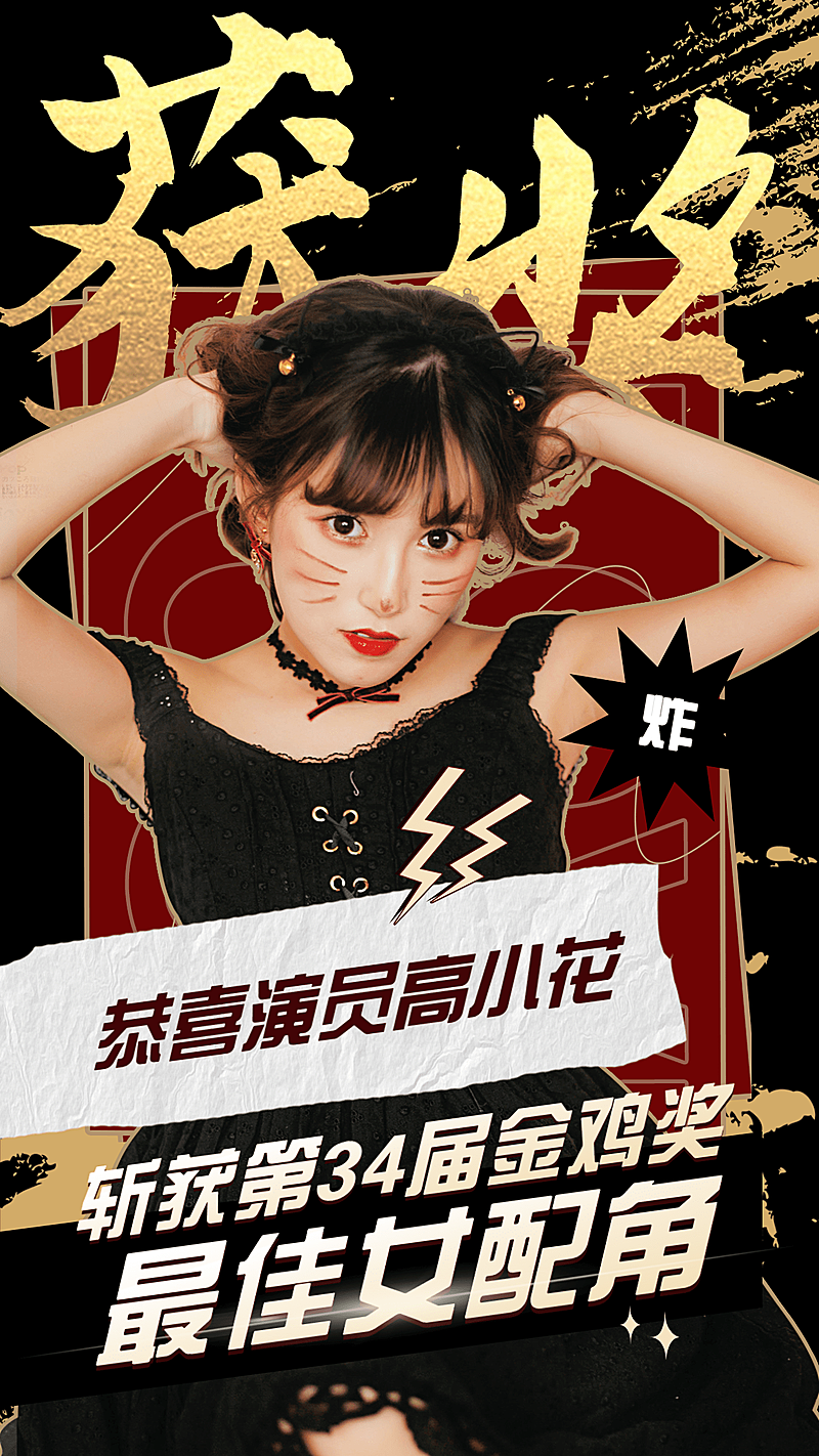 娱乐金鸡百花电影节粉丝应援喜庆手机海报