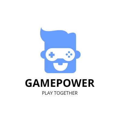 Blue Color Man Silhouette Element Gaming Logo