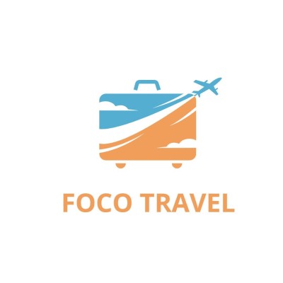 Color Block Style Luggage Element Travel Agency Logo