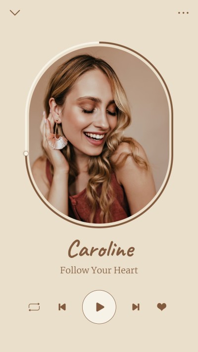 Simple Ellipse Frame Music player interface simulation Instagram story