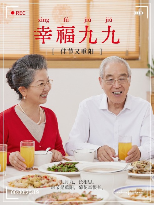 重阳节祝福复古风晒照plog模板预览效果