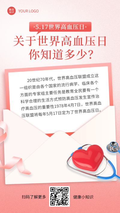世界高血压日节日科普手机海报