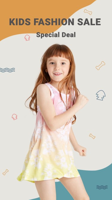 Color Block Element Children's Fashion Sale Promotion Ecommerce Story
