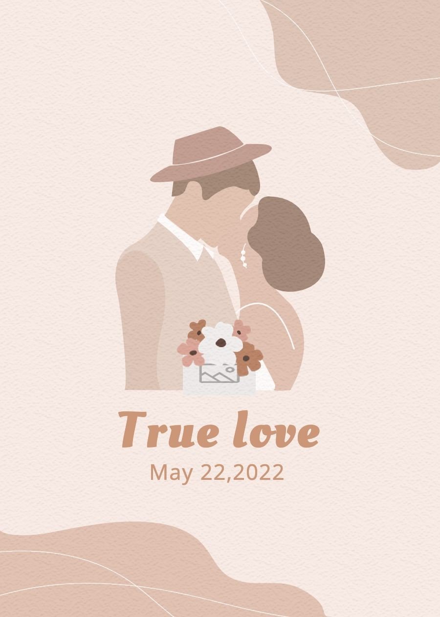 Literary Hand Painted Color Block Couple Wedding Card