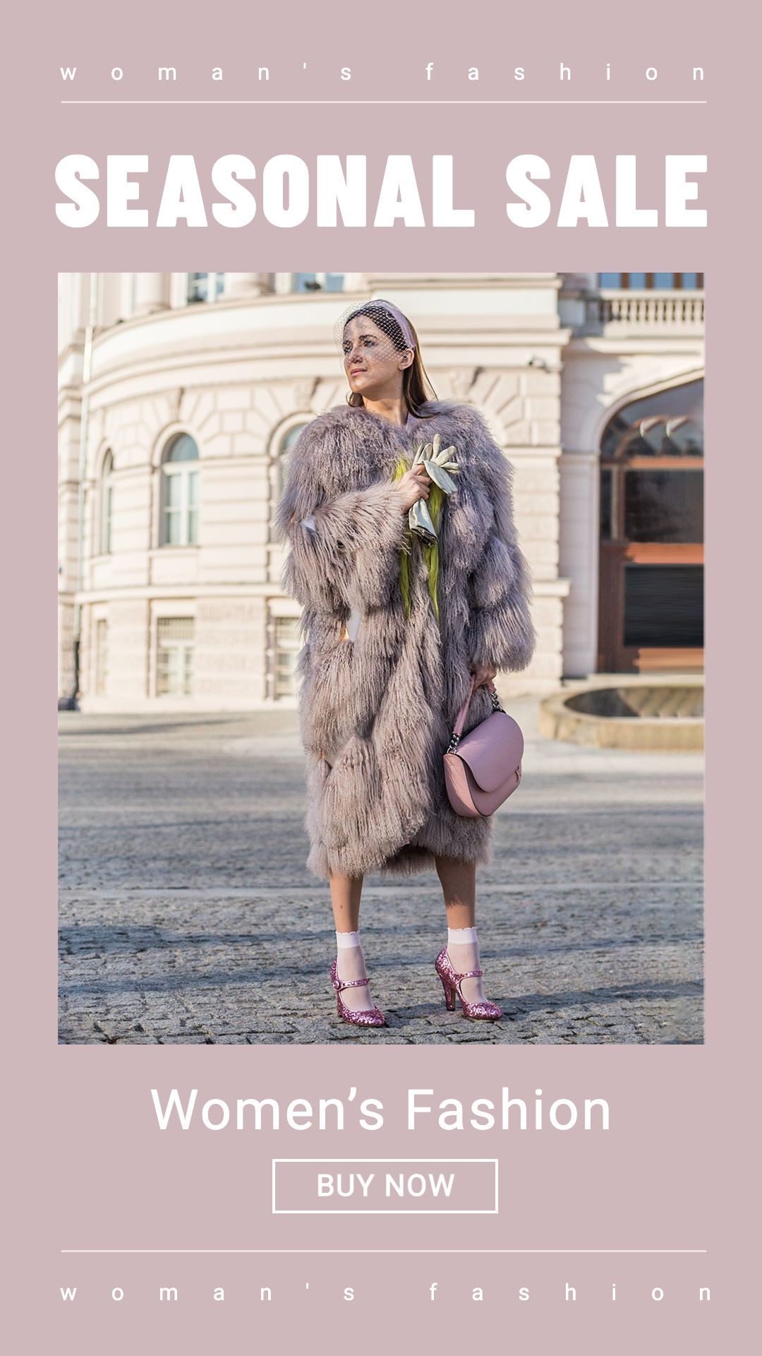 Fur Coat Street Photo Women's Fashion Sale Promotion Ecommerce Story预览效果