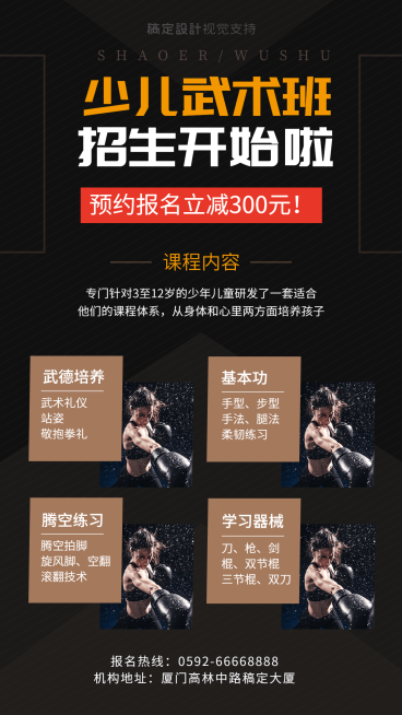 武术班/拼图/课程招生手机海报预览效果