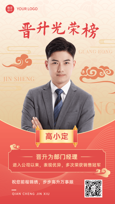 企业员工晋升表彰通知喜报海报预览效果