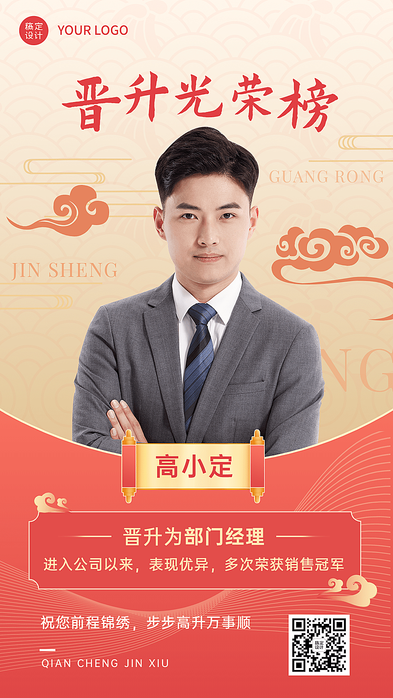 企业员工晋升表彰通知喜报海报