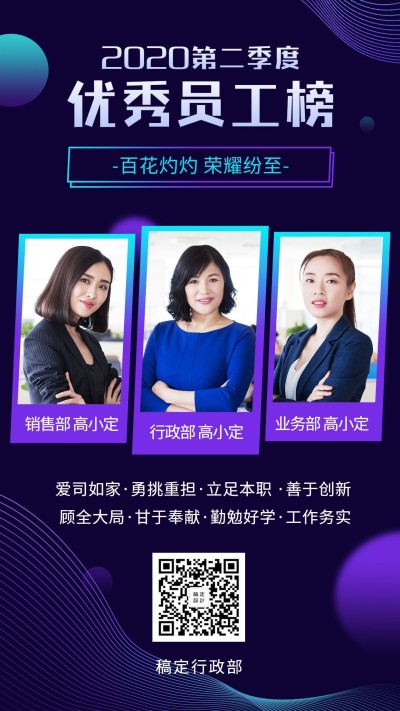 企业优秀员工表彰海报