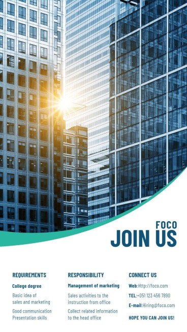 Real Building Business Recruitment Promotion Simple Commercal Style Vertical Poster LinkedIn Post预览效果
