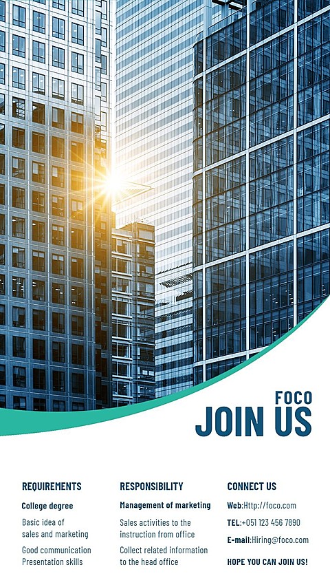Real Building Business Recruitment Promotion Simple Commercal Style Vertical Poster LinkedIn Post