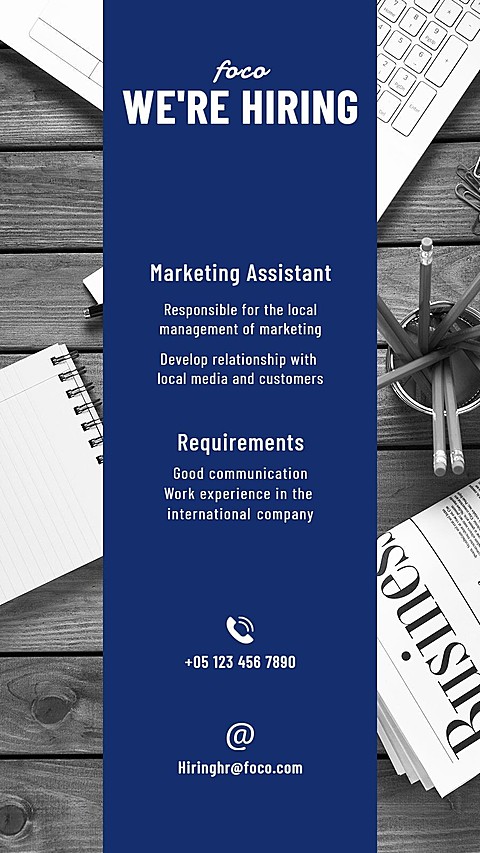 Business Recruitment Promotion Simple Commercal Style Vertical Poster LinkedIn Post