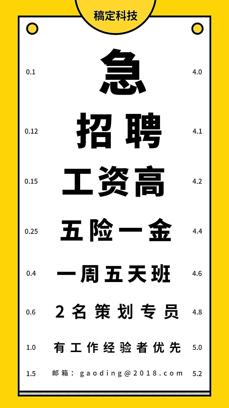 视力表招聘海报