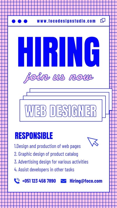 Purple Grid Background Business Recruitment Simple Commercial Style LinkedIn Post