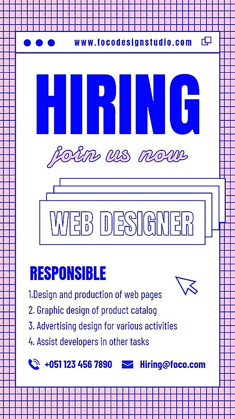 Purple Grid Background Business Recruitment Simple Commercial Style LinkedIn Post