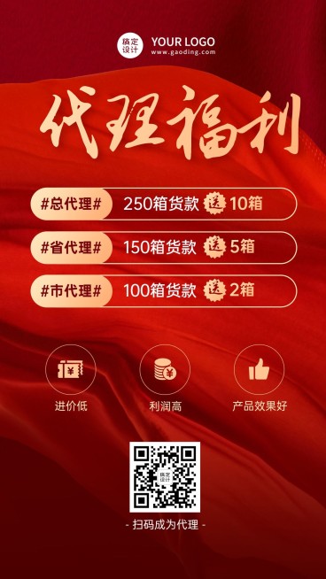 喜庆红幕布微商招募促销预览效果