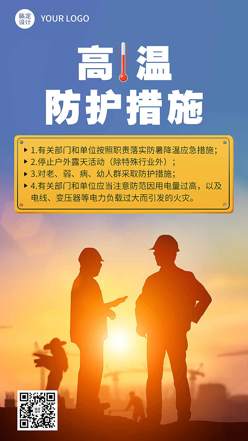 高温防护措施宣传手机海报
