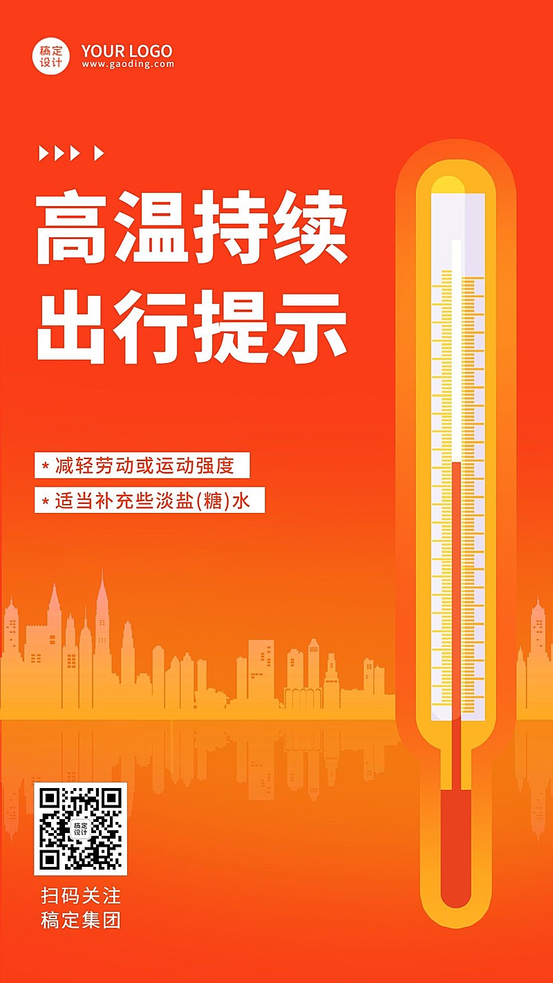 高温天气关怀企业商务手机海报