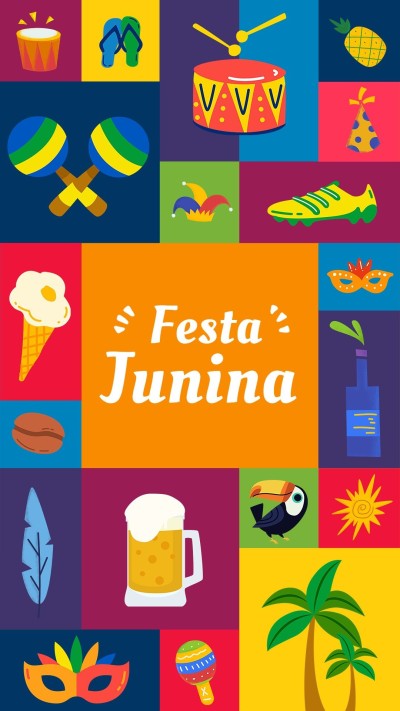 Hand Painted Festa Junina Festival Patterns Instagram story