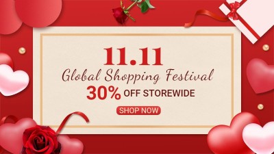 双11跨境电商简约海报banner