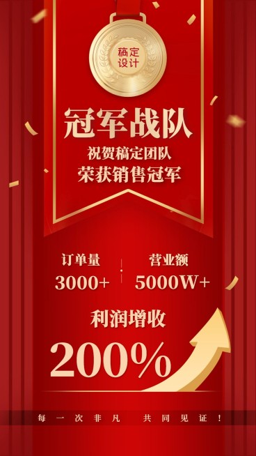 微商团队喜报冠军战队喜庆预览效果