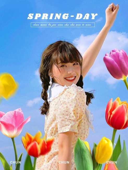 春天社交分享小清新可爱风plog模板预览效果