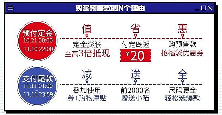 双11预售福利简约电商店铺公告海报banner