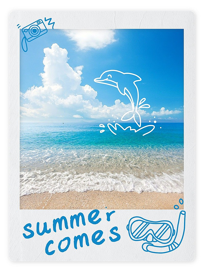 夏天海边风景晒照拍立得风plog模板