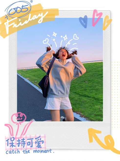 人物拍立得照片涂鸦生活晒照自拍模板2预览效果