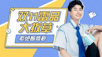 双十一购物攻略综艺风大字横版视频封面套装