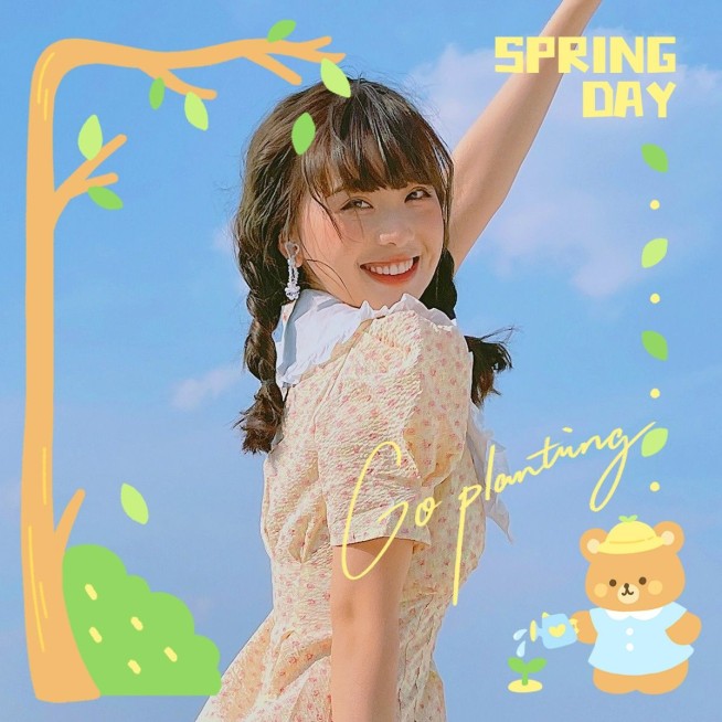 植树节自拍晒照旅游记录可爱风plog模板预览效果