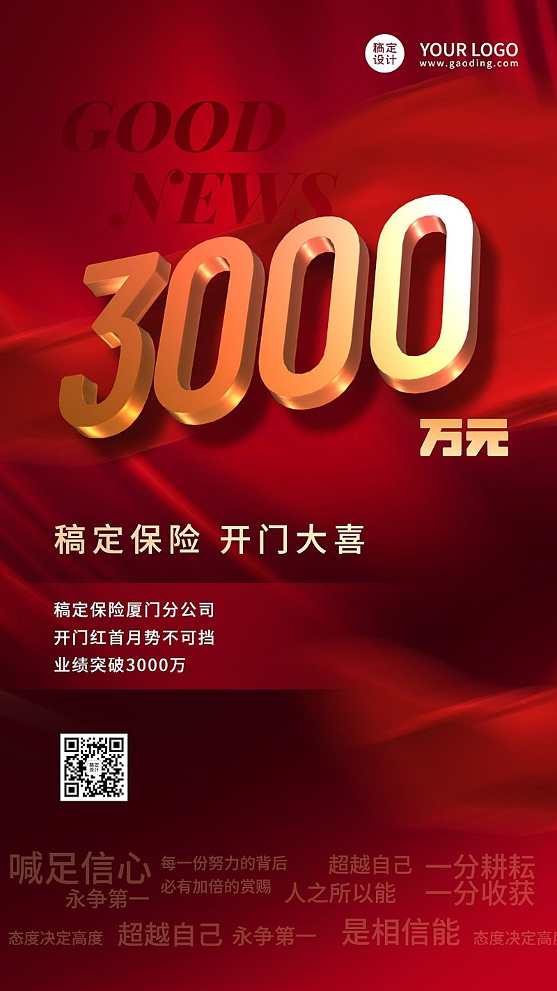 金融保险表彰颁奖喜庆竖版喜报