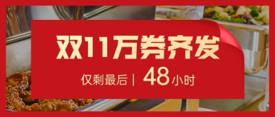 双十一餐饮优惠活动喜庆公众号首图