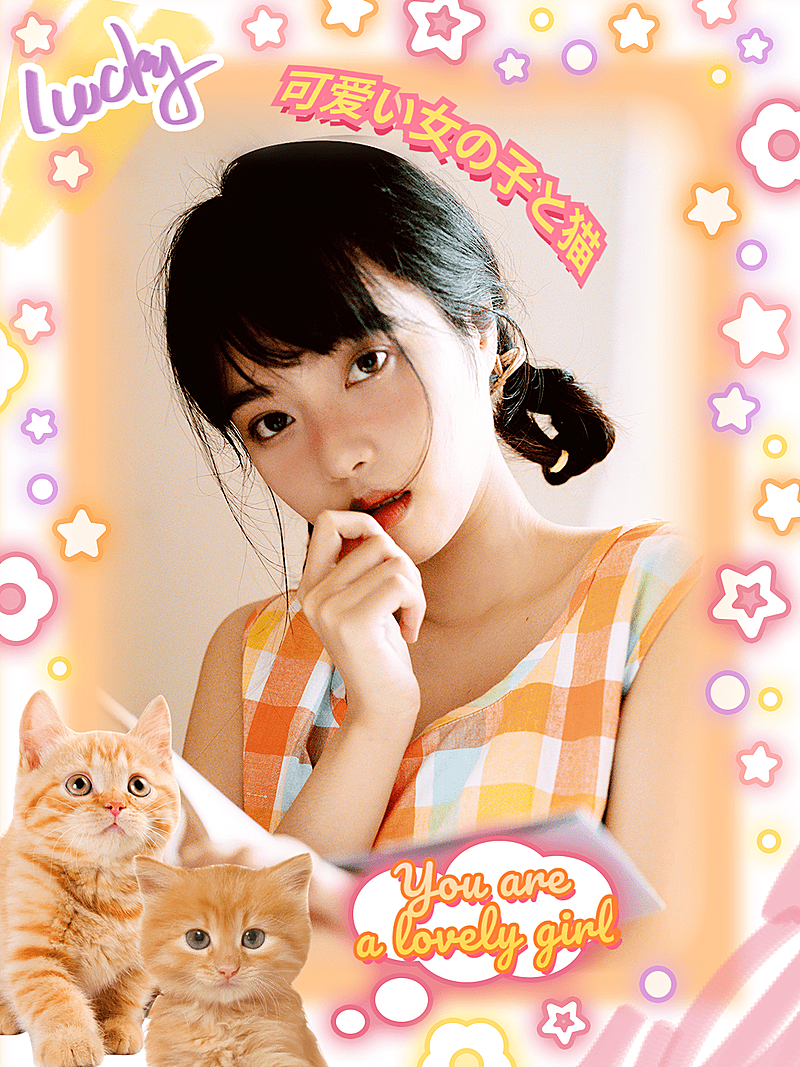 玩法复古大头贴日系涂鸦自拍胶片风plog模板