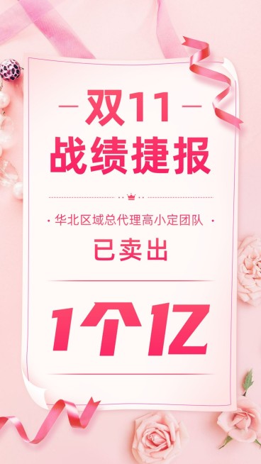双十一战绩捷报喜报纯文字手机海报预览效果