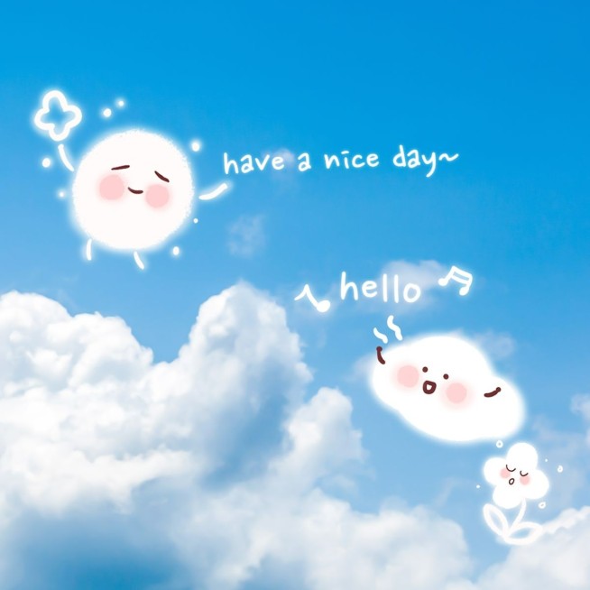 风景天空手绘可爱动物表情可爱风plog模板预览效果