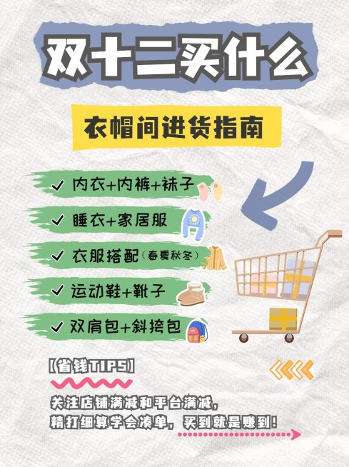 双十二购物攻略手帐风小红书配图预览效果