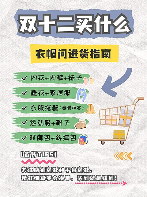 双十二购物攻略手帐风小红书配图