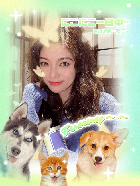 热点响应小狗自拍发光创意可爱风plog模板预览效果